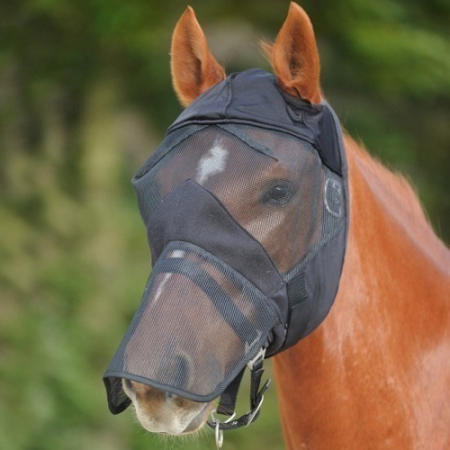 Masque anti-mouche anti-UV intégral cheval sans oreilles cheval Premium - Waldhausen