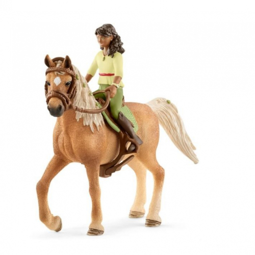 Figurine cavalière Sarah et sa jument Mystery - Schleich