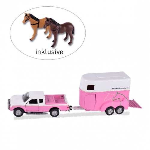 Jouet pick up, van et deux figurines chevaux