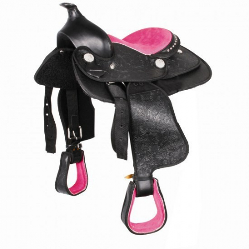Selle western synthétique poney Think Pink