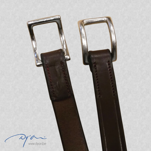 DY'ON - Rênes caoutchouc 1/2” - 7 arrêtoirs cuir - monkey buckle