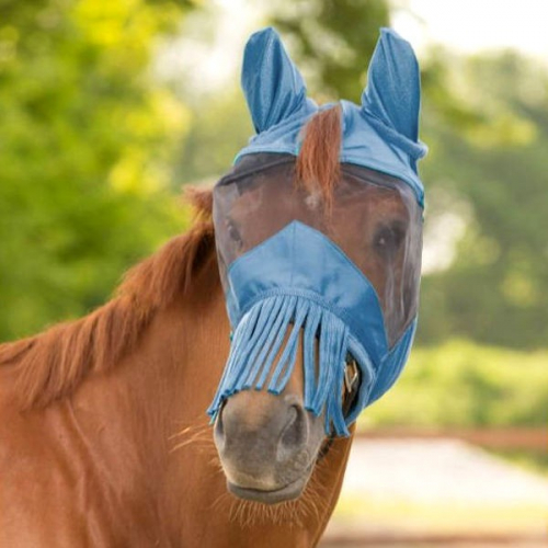 Masque anti mouche cheval anti-uv franges Premium